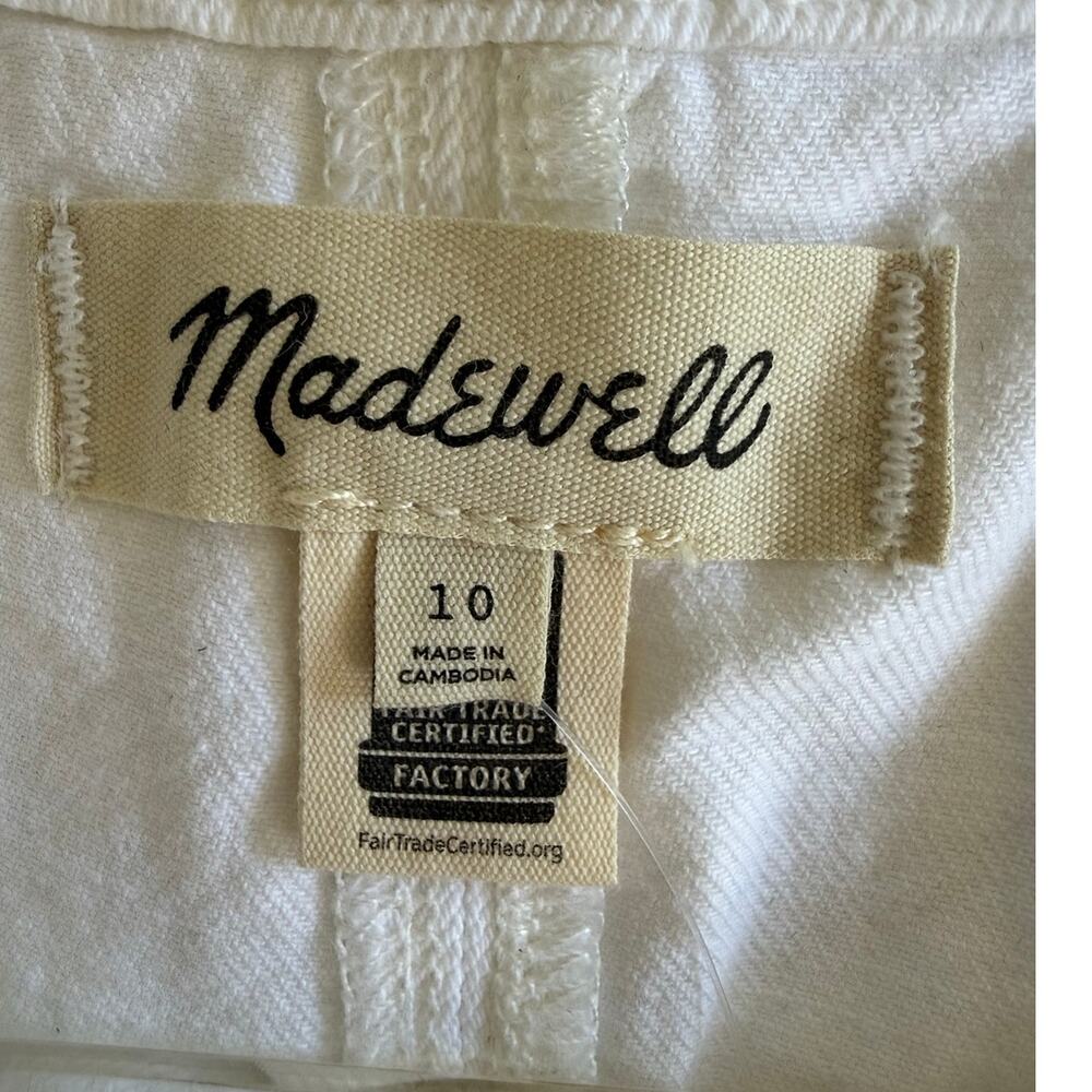 Madewell 100% Cotton Denim High Crewneck Button Vest, White, Size 10 - Picture 3 of 6
